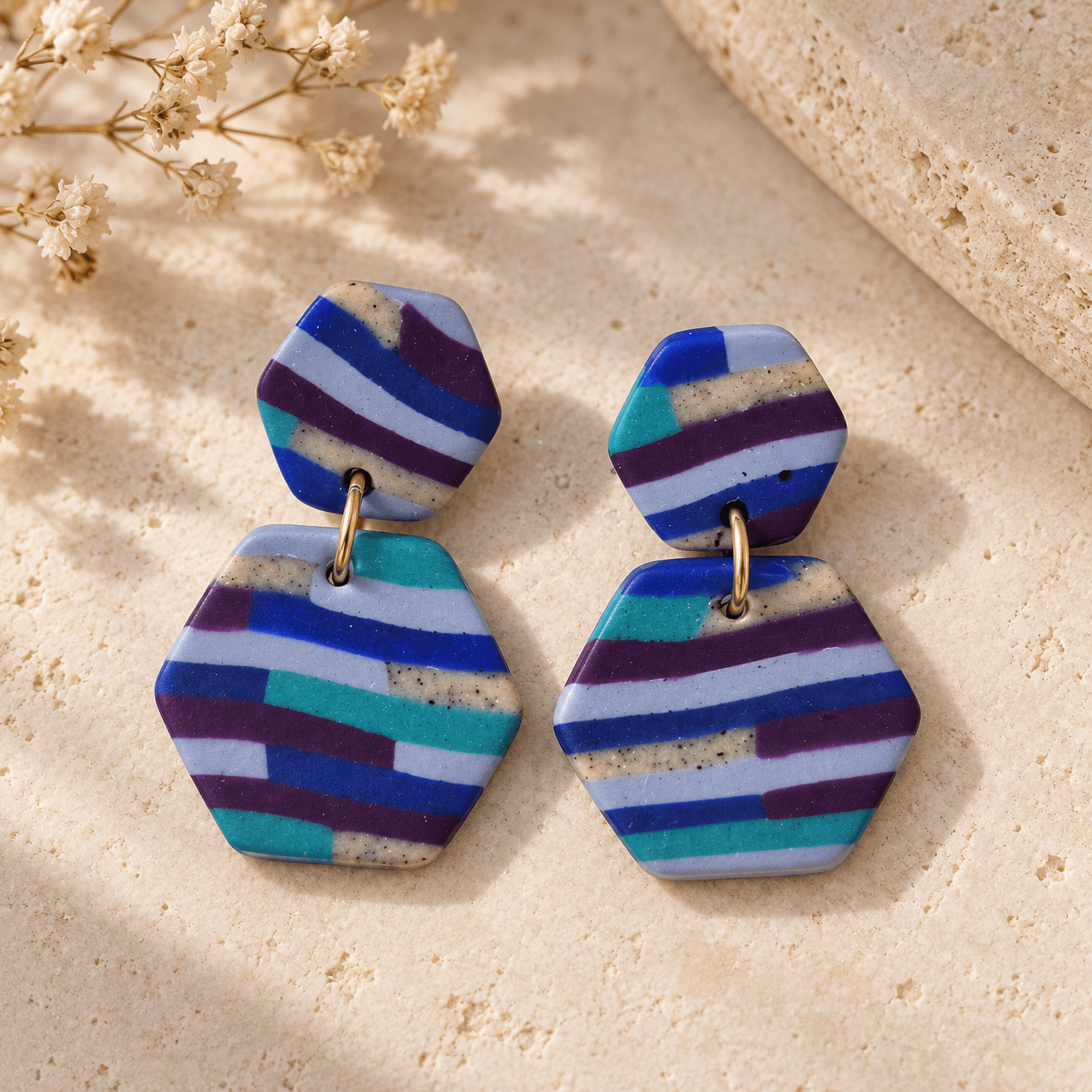 Aros Hexágono · Azul y Lila